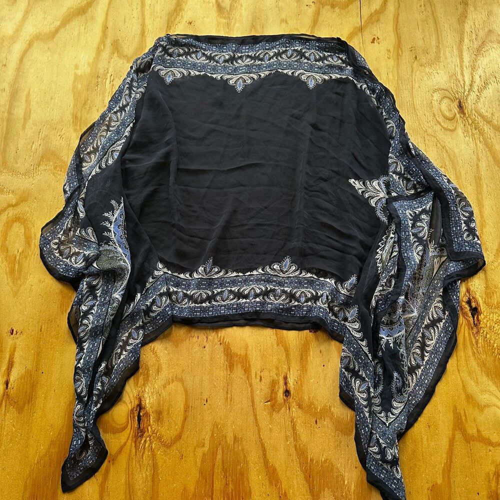 Sheer Navy Blue Boho Kimono Shawl Wrap - OS